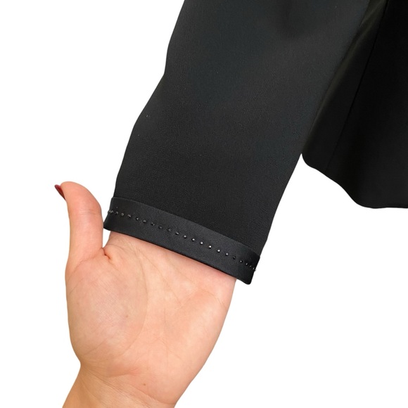 Silk Blazer With Rhinestone & Square Neck Structured Blouse Two Piece Set - Picture 8 of 15